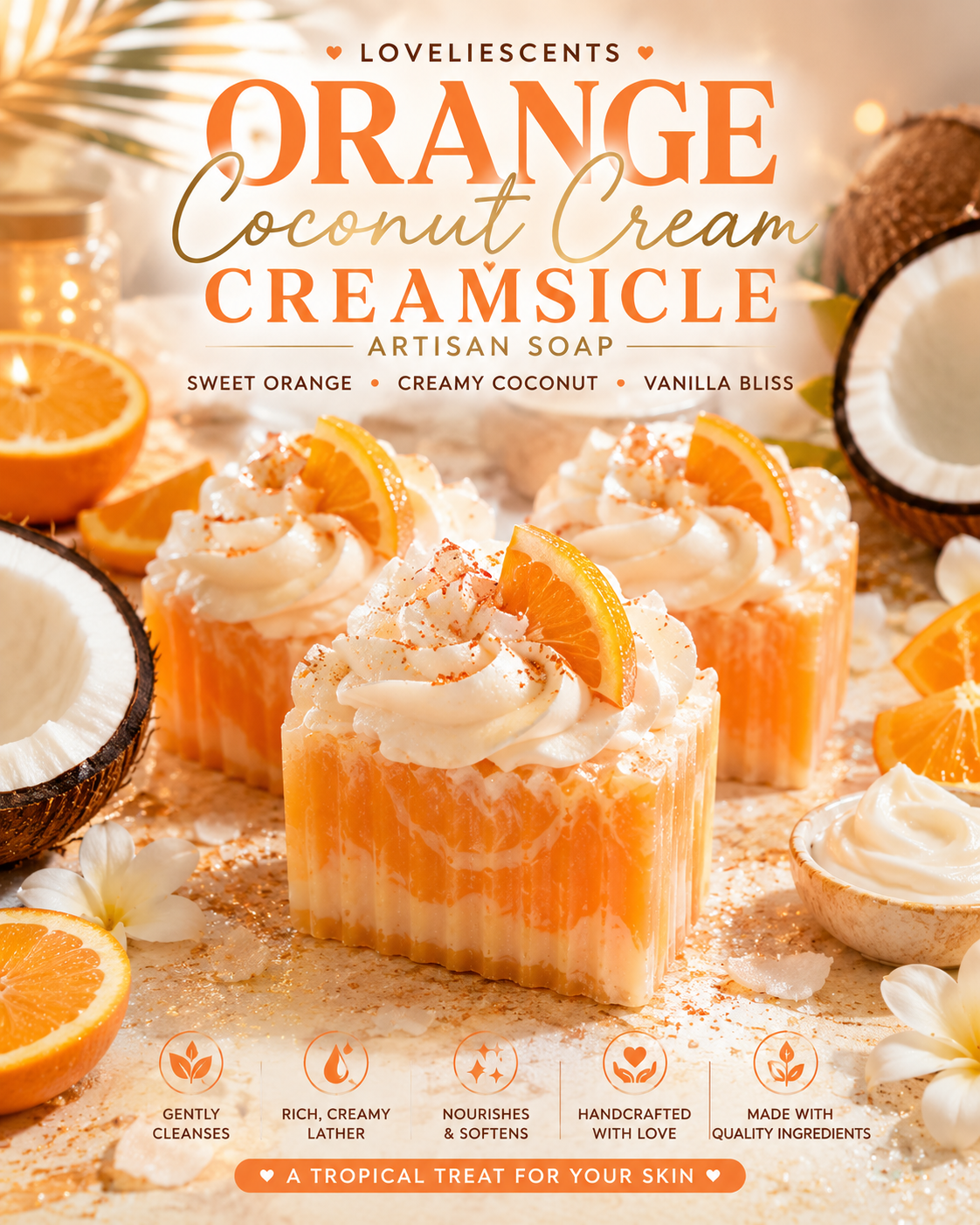 ORANGE COCONUT CREAM CREAMSICLE SOAP BAR